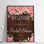 Pôster Luzes quíticas flóricas chá de panela sinal de boa<br><div class="desc">Poster com de chá de panela de placa de com rosca roxa rustica e luzes cintilantes brilhando sobre o fundo do celeiro marrom. Ideal para o seu verão | jardim |outono | chás de panela temáticos rusticais do país.</div>