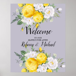 Poster Luzes russas Yellow Floral Weding Welcome