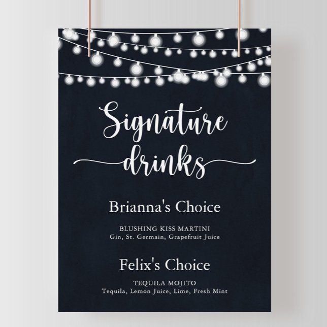 Poster Luzes Rústicas de Corda Sinal de Bebidas Especiais (Criador carregado)