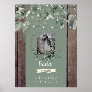 Poster Luzes Rústicas e Foto em Madeira Cinza Claro Chá d