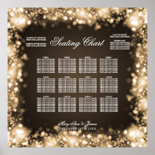 Poster Luzes Sparkling da carta do assento do casamento