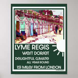 Poster Lyme Regis Dorset England Vintage Feriado Britânic