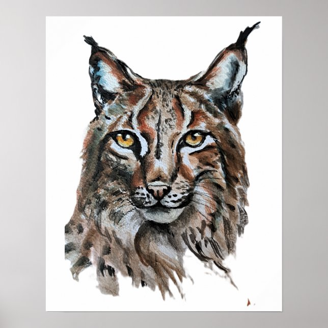 Poster Lynx - Spirit Animal, Watercolor Totem Joga Guide (Frente)
