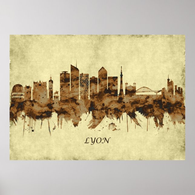 Poster Lyon França Cityscape (Frente)