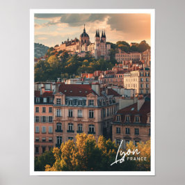 Poster Lyon France Art viagem famoso