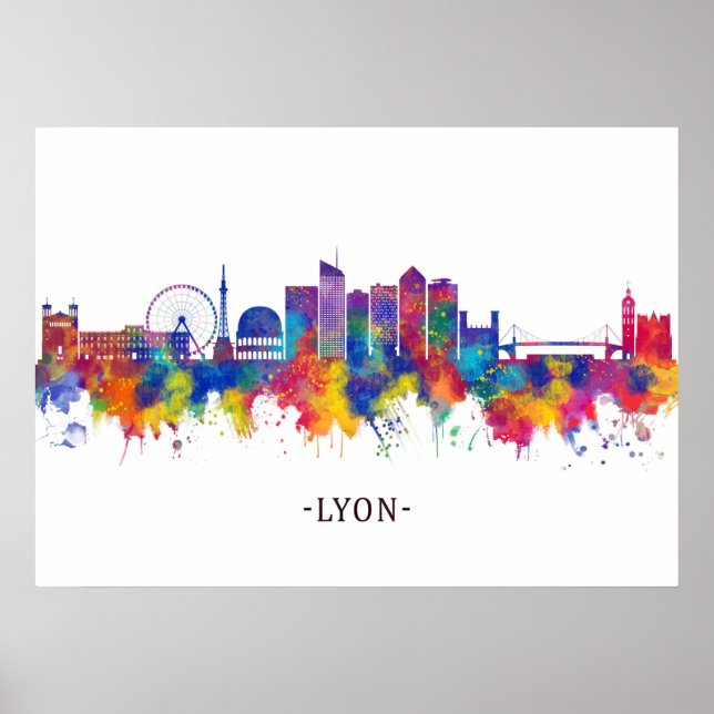 Poster Lyon France Skyline (Frente)