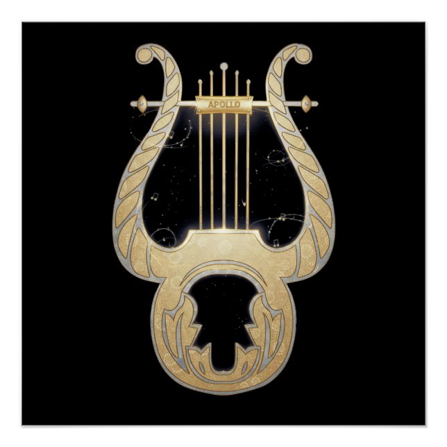 Pôster Lyre de Apollo | Mitologia Grega Art Nouveau Desig (Frente)