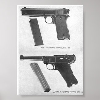 Poster m1911 vs. Luger P08 pistol