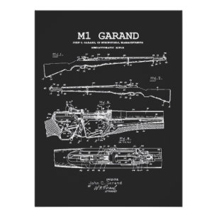 Pôster M1 Garand - World War 2 Weapon Blueprint Rifle