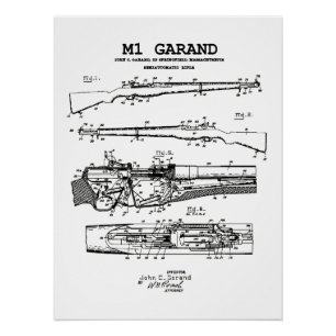 Pôster M1 Garand - World War 2 Weapon Blueprint Rifle