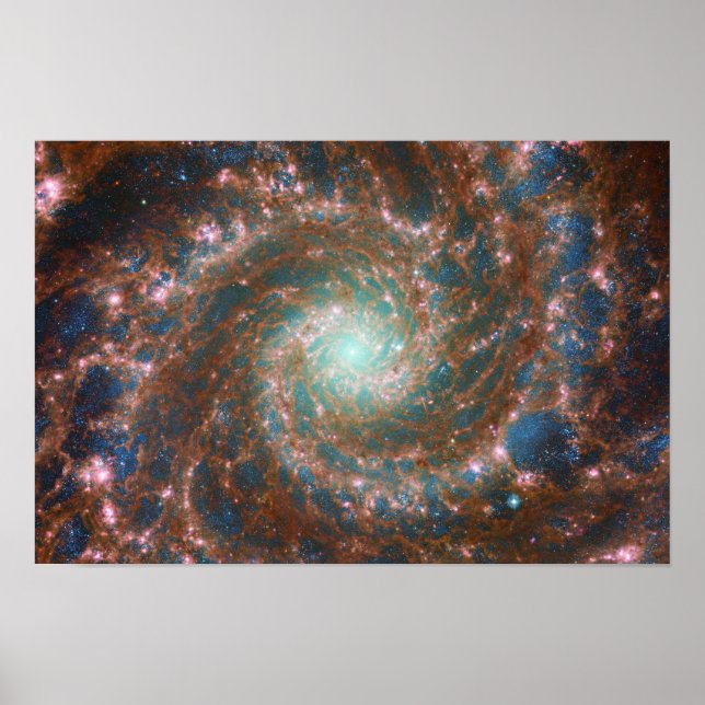 Poster M74 Galáxia Espiral | NGC 628 | Hubble e JWST (Frente)