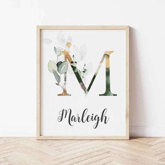 Poster M - Letra Monograma - Greenery Nursery Name Impres (Criador carregado)