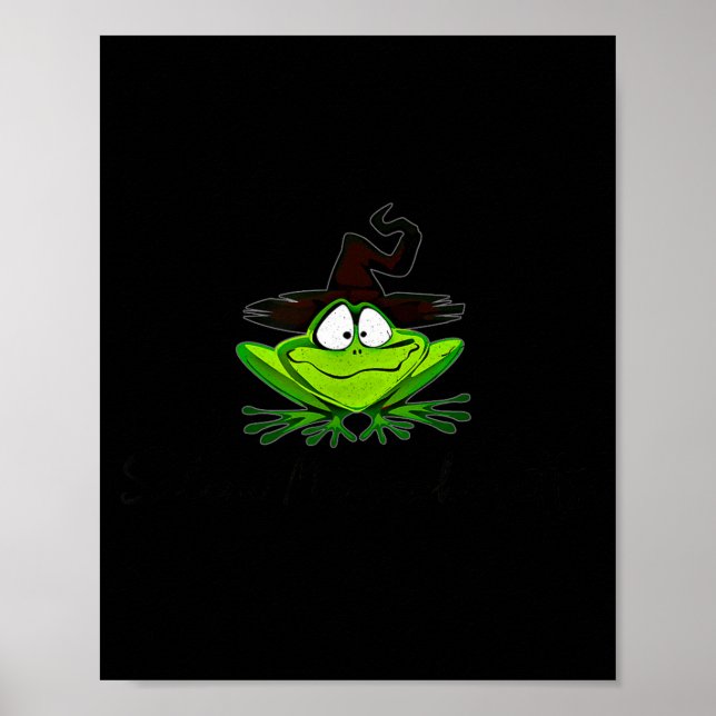 Poster M Machusetts Whimsy Frog Witches Hat Halloween Wit (Frente)