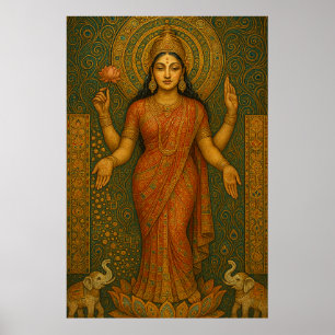 Poster Maa Lakshmi: Deusa da Riqueza e da Arte de Prosper