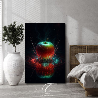 Poster Maçã Colorida Salpicada em Anéis Geométricos de En