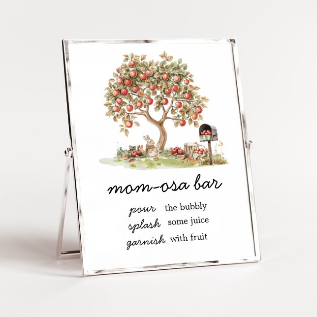 Poster Maçã de nossos Olhos da Mamãe Sinal de Bar Osa de  (Fall Apple Tree Baby Shower Mom Osa Bar Sign)