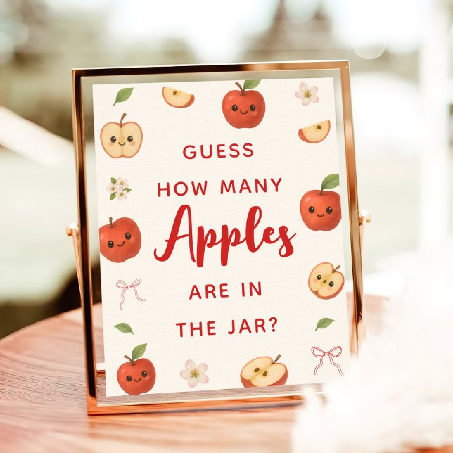 Poster Maçã do meu Chá de fraldas visual adivinha quantas (Criador carregado)