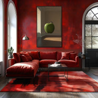 Maçã Verde Flutuante e Pássaro - Paisagem do Sonho