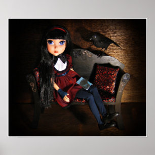 Poster macabramente do corvo da boneca & do animal