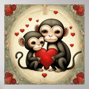 Poster Macaco Amor