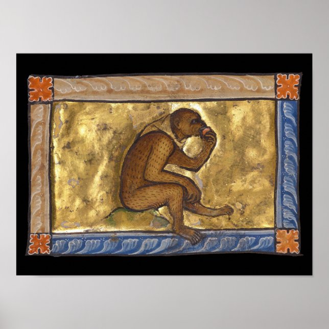 Poster Macaco Bestiário Medieval c. 1270 (Frente)