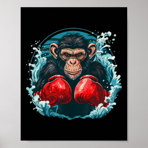 Poster Macaco-Boxer Com Luvas-Boxim Engraçadas