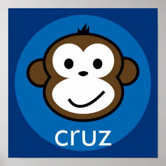 Pôster Macaco Cheeky Personalizado [azul+marinho]