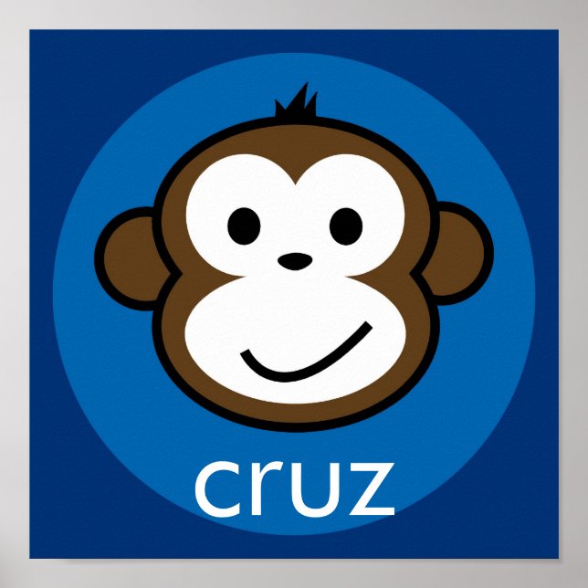 Pôster Macaco Cheeky Personalizado [azul+marinho] (Frente)