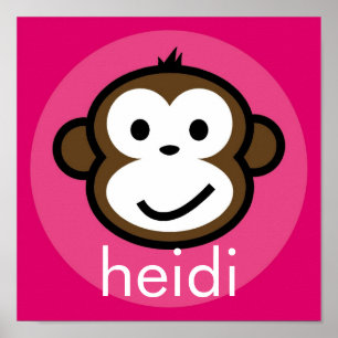 Pôster Macaco Cheeky Personalizado [rosa+rosa-quente]