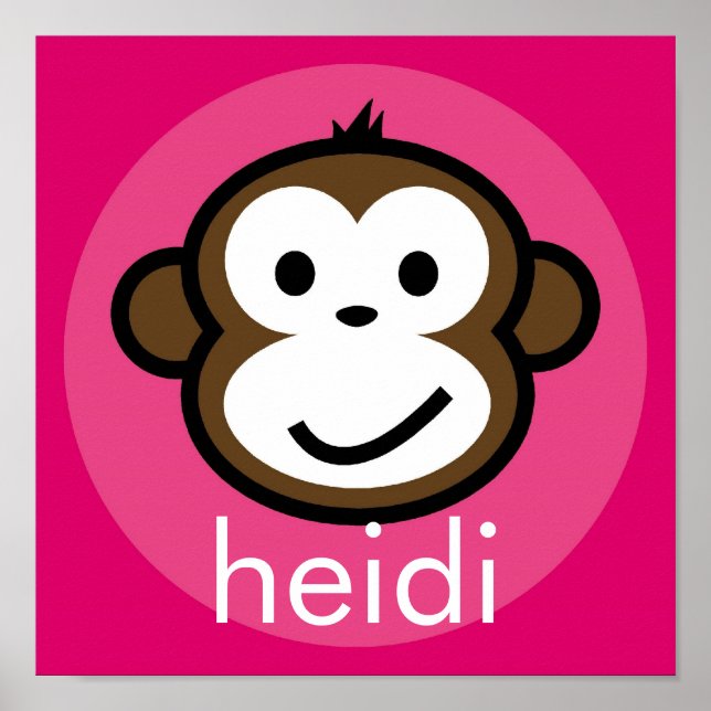Pôster Macaco Cheeky Personalizado [rosa+rosa-quente] (Frente)