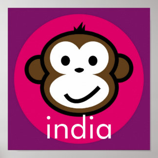 Poster Macaco Cheeky Personalizado [rosa+roxo]