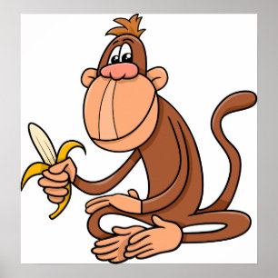 Poster Macaco Com Banana