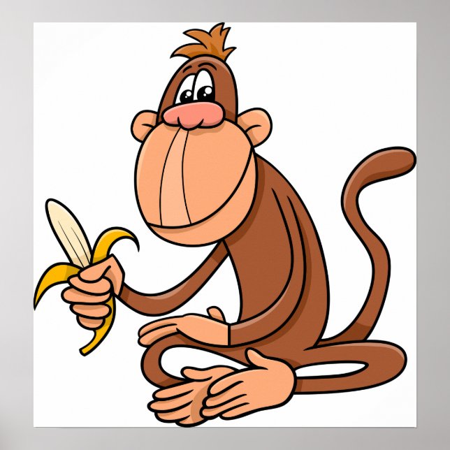 Desenho de macaco bonito segurando uma banana