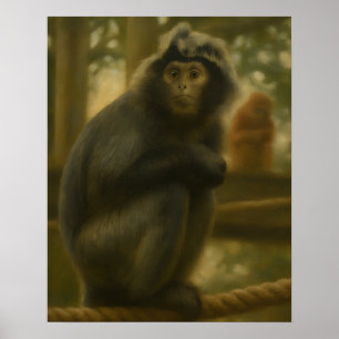 Poster Macaco Contemplativo - Arte Serena Selvagem