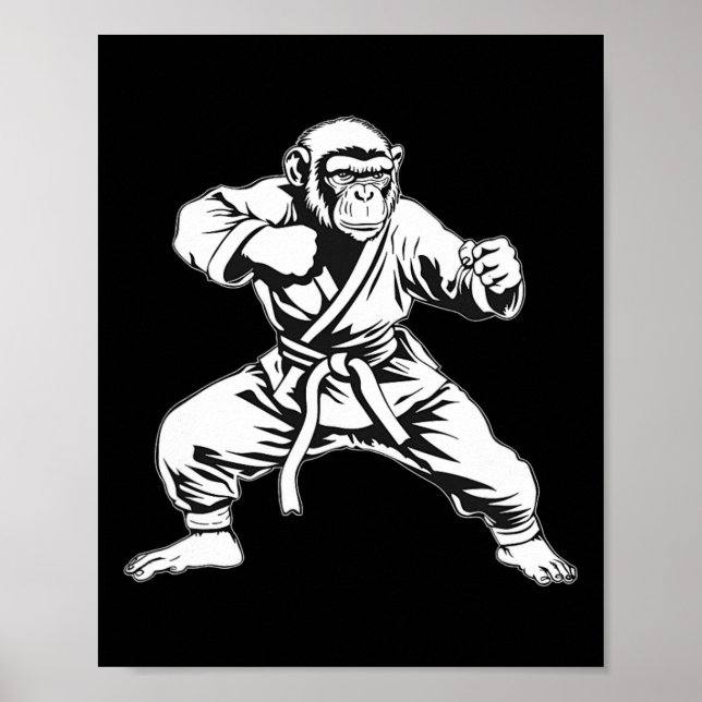 Poster Macaco de Karatê Taekwondo Kickboxing Mma Judô Mac (Frente)