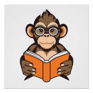 Pôster Macaco de Leitura