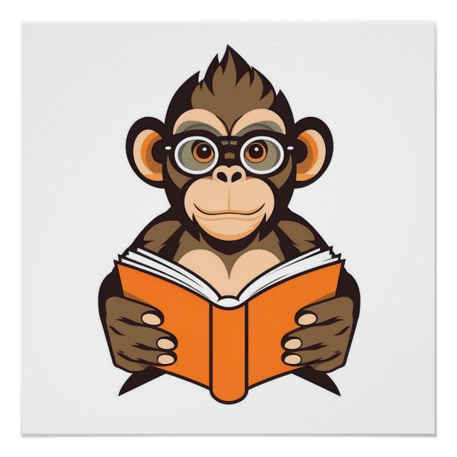 Pôster Macaco de Leitura (Frente)