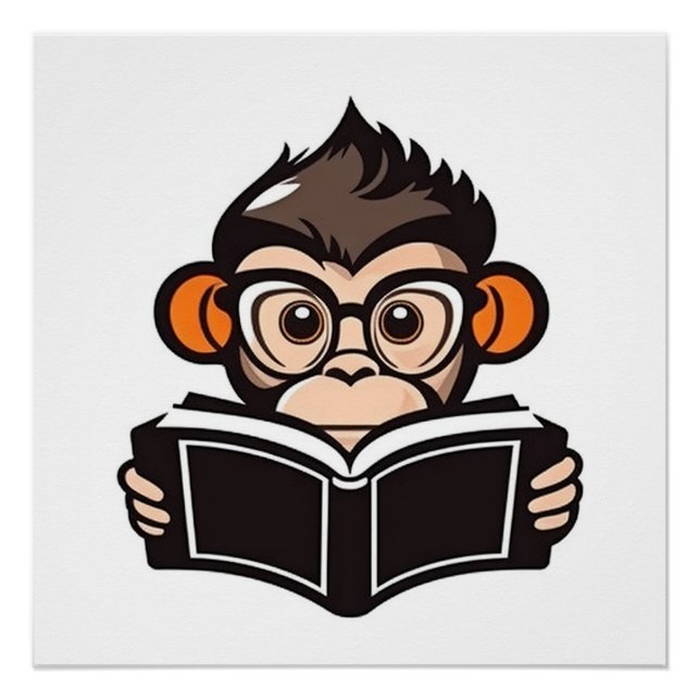 Pôster Macaco de Leitura (Frente)
