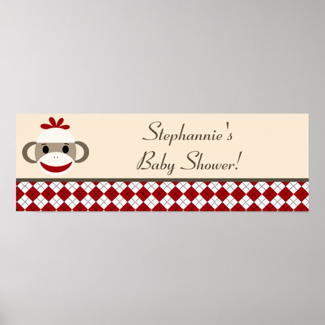 Poster Macaco de meia vermelha personalizada de banner de (Frente)