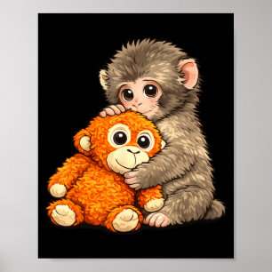 Poster macaco de soco de meme da internet com urso de pel