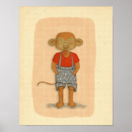 Poster Macaco Desenhado À Mão Do Pastel Vintage
