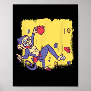 Poster Macaco Divertido de Escalada em Rocha e Bouldering