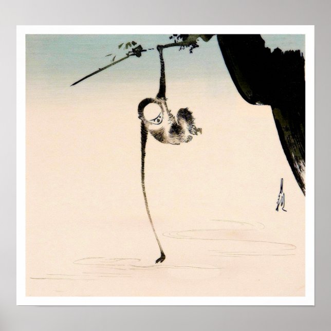 Poster Macaco e Reflexão da Lua (Frente)