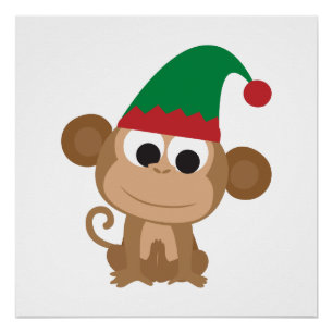Pôster Macaco Elf de Natal