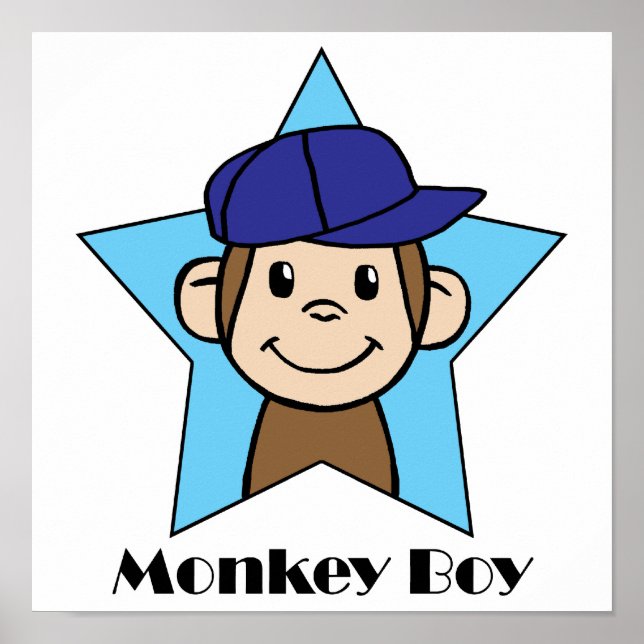 Poster Macaco feliz com clipe de desenho animado em estre (Frente)
