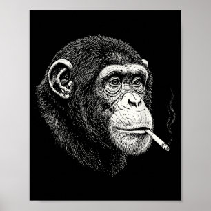 Poster Macaco fumante engraçado _ meme de macaco y2k vint