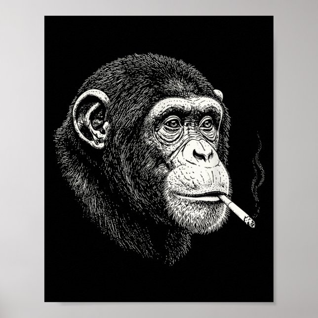 Poster Macaco fumante engraçado _ meme de macaco y2k vint (Frente)