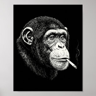 Poster Macaco fumante engraçado _ meme de macaco y2k vint