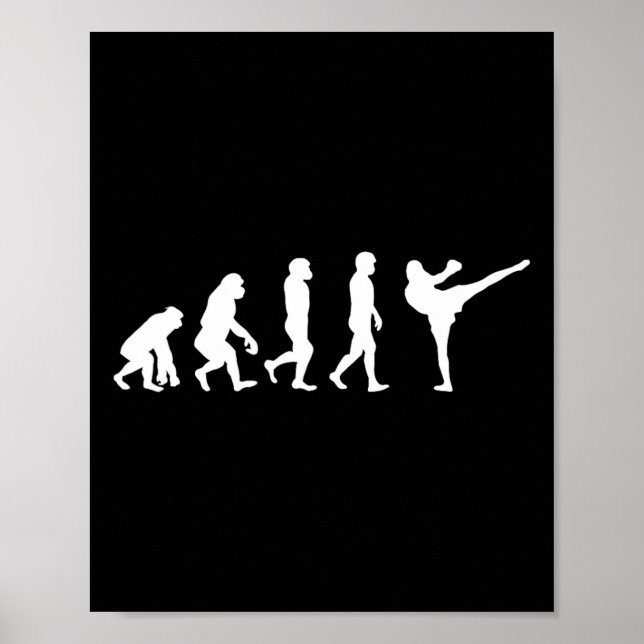 Poster Macaco Gorila Evolução Humana Engraçada Karatê Box (Frente)