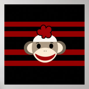 Poster Macaco-macaco-meia-vermelho e preto